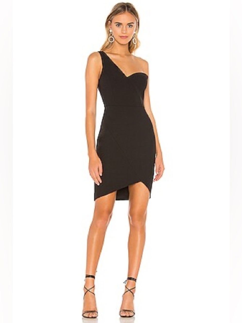 BCBGMaxAzria Black One-Shoulder Asymmetrical Cocktail Dress